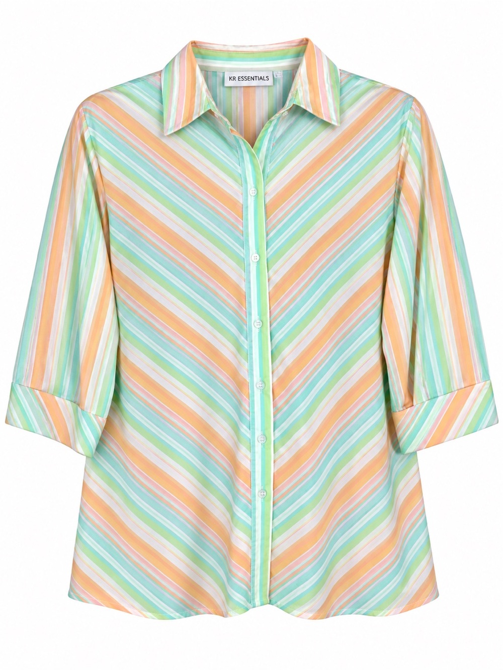 Vintage 90s KR Essentials Women’s 16 Plus Pastel Stripe Blouse